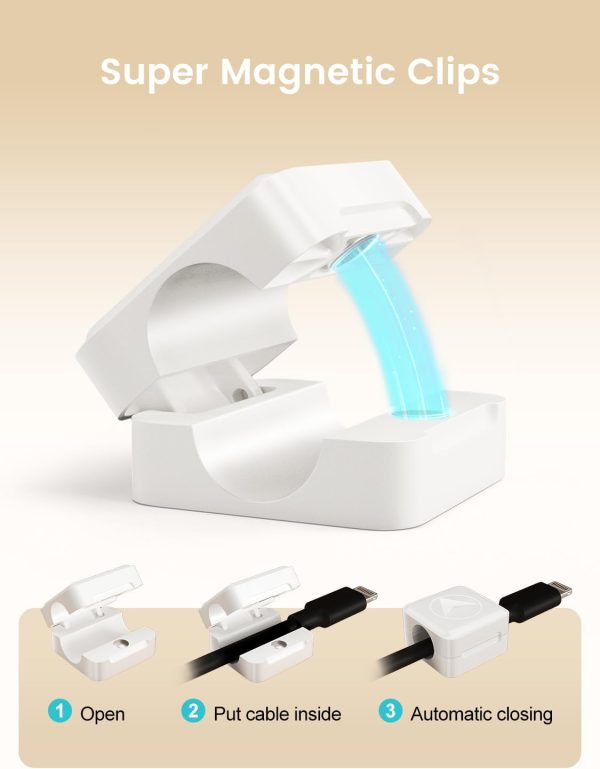 Magnetic Cord Organizer, 8 Pack Adhesive Charging Cable Clips Holder for - Image 3