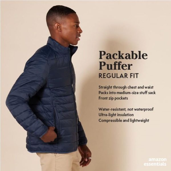 Amazon Essentials Men's Packable Lightweight Water-Resistant Puffer Jacket - Image 2
