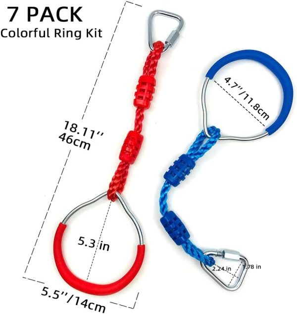 7 Colorful Ninja Rings Kit for Kids Adult, Playground Training Equipment - Image 5
