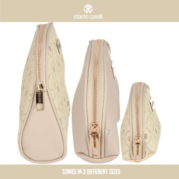 ROBERTO CAVALLI PU Leather 3 Piece Makeup Bag Set, Travel Toiletry Bag, - Image 2