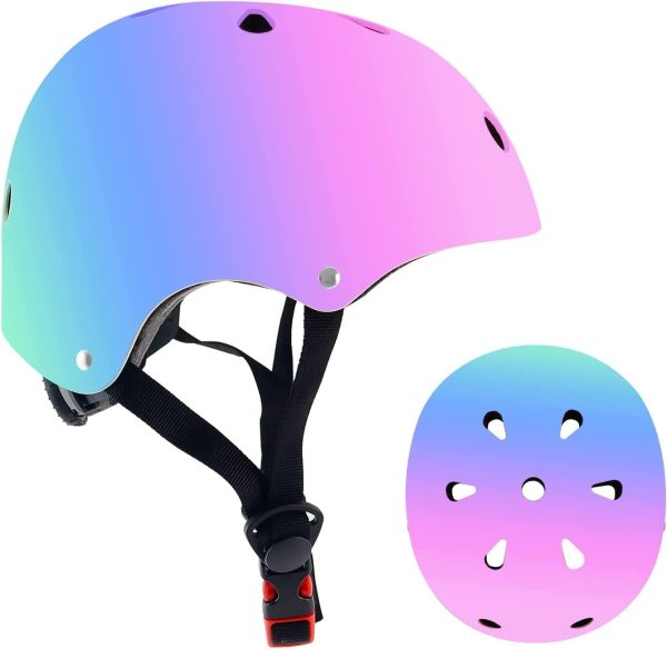 Adjustable Color Gradient Skateboard Helmet for 3-5-8-14+Ages【Toddler Kids - Image 2