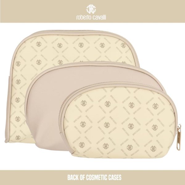 ROBERTO CAVALLI PU Leather 3 Piece Makeup Bag Set, Travel Toiletry Bag, - Image 3