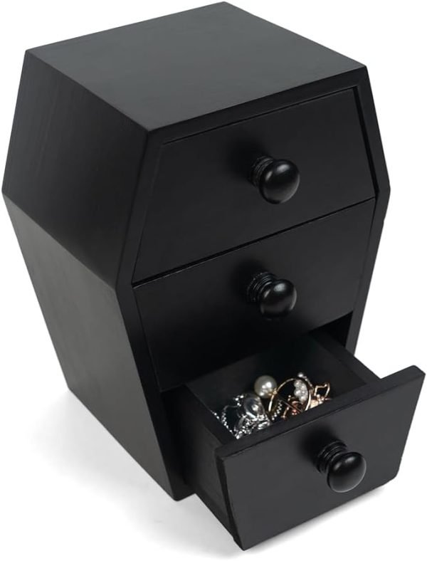 Coffin Jewelry Organizer with 3 drawers, Coffin Vanity Organizer, - Image 4