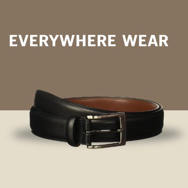 Perry Ellis Timothy Leather Men's Belt, 1.5" Width, Stitched Edges, Silver - Image 7