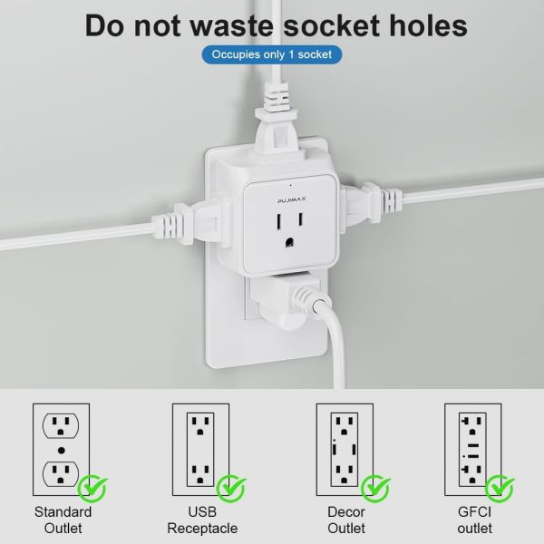 2pack Multi Plug Outlet Extender,Portable Travel Adapter with 5 Outlet - Image 6