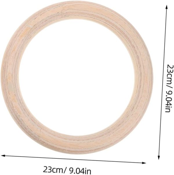 Wooden Gymnastics Rings with Adjustable Straps Bodyweight Pull Up Rings for - Image 2