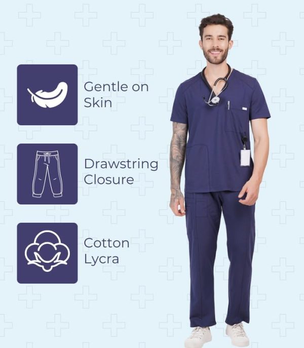 MIKAL Bottom Scrub for Men, Regular Fit with 7 Pockets, Super Soft Cotton - Image 4