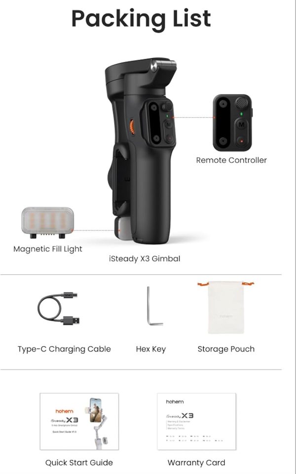 hohem iSteady x3 Gimbal Stabilizer for iPhone,AI Tracker Gimbal,3-Axis - Image 9