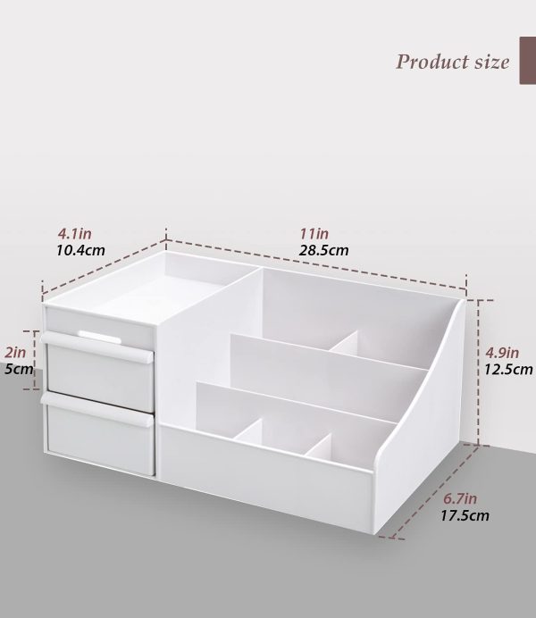 Makeup Desk Cosmetic Storage Box Organizer with Drawers for Dressing Table, - Image 3