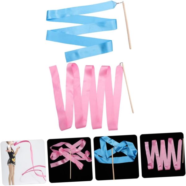 2pcs Ribbon Rod Dance Ribbons for Adults Ribbon Wand Wood Gymnastics - Image 9