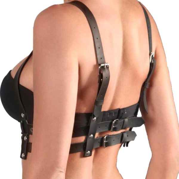 Wiwpar Punk Black Leather Chest Harness Body Waist Chain Belt Rave - Image 5