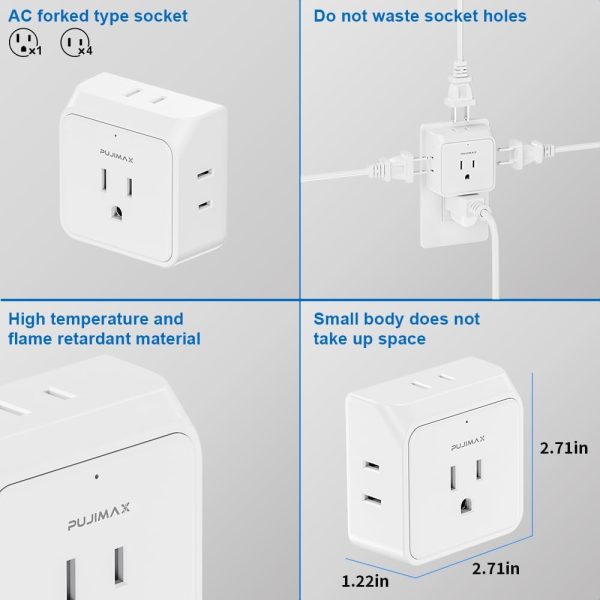 2pack Multi Plug Outlet Extender,Portable Travel Adapter with 5 Outlet - Image 7