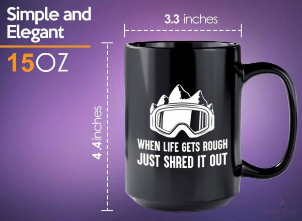 Snowboarding Coffee Mug 15oz Black - doubt, shred it out - Ski Snowboard - Image 5