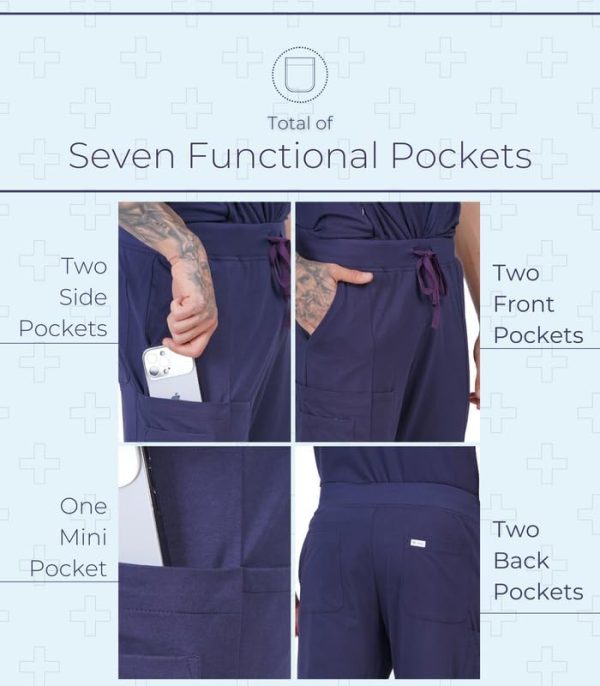 MIKAL Bottom Scrub for Men, Regular Fit with 7 Pockets, Super Soft Cotton - Image 5
