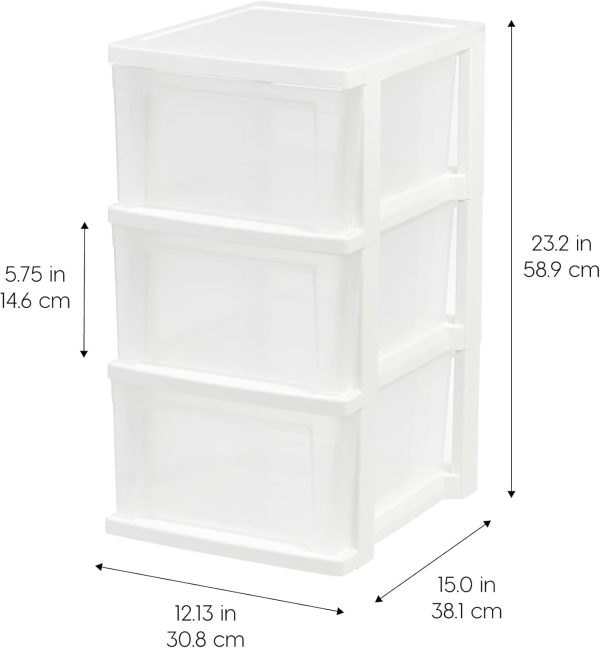 IRIS USA Plastic 3-Drawer Storage Organizer, 2-Pack, for Classroom Art - Image 3