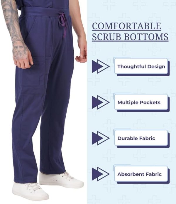 MIKAL Bottom Scrub for Men, Regular Fit with 7 Pockets, Super Soft Cotton - Image 2
