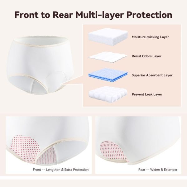 Incontinence Underwear for Women 6 PCS Women’s Incontinence Briefs Washable - Image 2