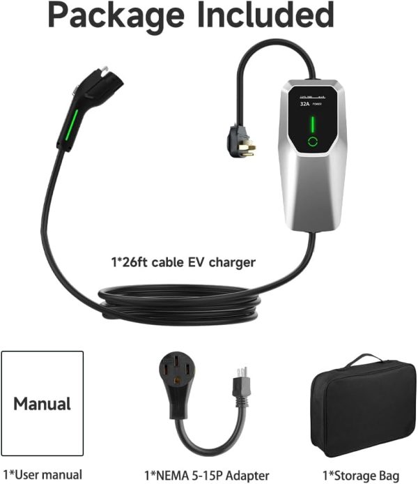 Level 1 2 Electric Vehicle Charger 26ft EV Portable Charging Cable with - Image 8
