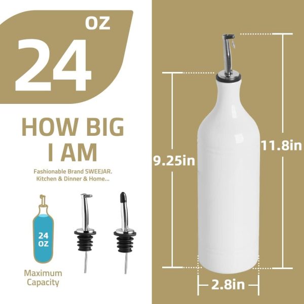 Sweejar Large Ceramic Olive Oil Dispenser Bottle, Opaque Oil Cruet Protects - Image 7