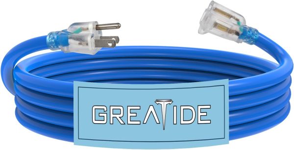 6 Ft Lighted Outdoor Extension Cord - 12/3 SJTW Heavy Duty Extension Cable