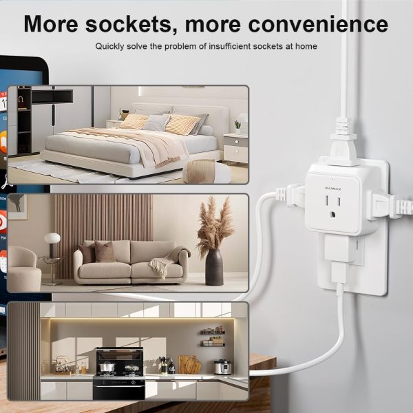 2pack Multi Plug Outlet Extender,Portable Travel Adapter with 5 Outlet - Image 5