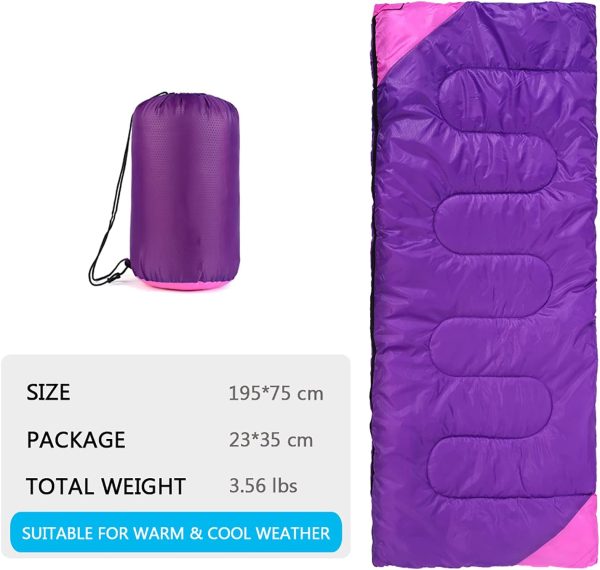 Camping Sleeping Bag for Adults Boys and Girls,Cold and Warm - Image 2