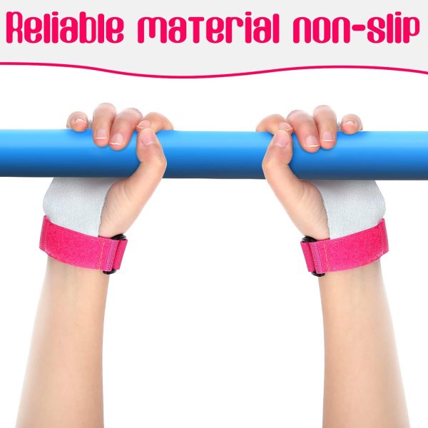 Civaner 2 Gymnastics Grips Wristbands Sets for Girls Youth Kids Pink - Image 4