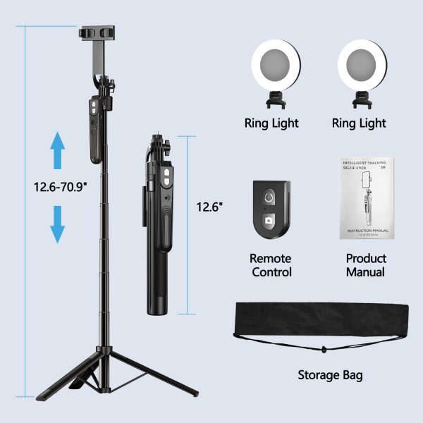 yAyusi Extendable Auto Face Tracking Tripod 360° Rotation with Light, No - Image 5
