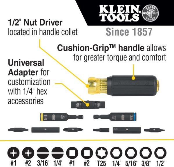 Klein Tools 32500HD KNECT Multi-Bit Screwdriver / Nut Driver, Impact Rated - Image 3