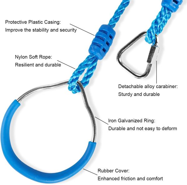 Ninja Rings Monkey Bars for Backyard Playground Swingset Rings Ninja Course - Image 3