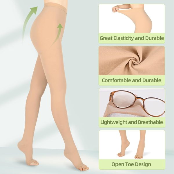 Compression Pantyhose for Women & Men, 2 Pairs 15-20mmHg Medical Graduated - Image 5