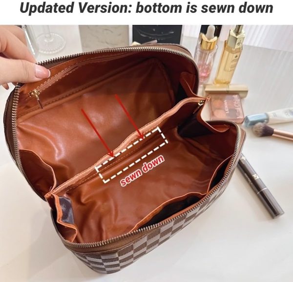 Large Capacity Checkered Makeup Bags Portable Travel Cosmetic Bags - Image 7