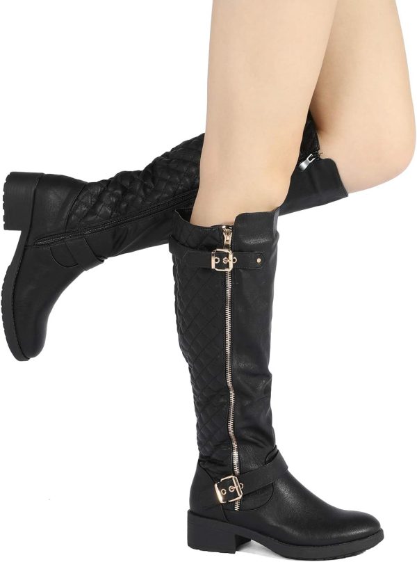 DREAM PAIRS Women's Knee High Boots Low Block Heel Riding Boots Round Toe - Image 6