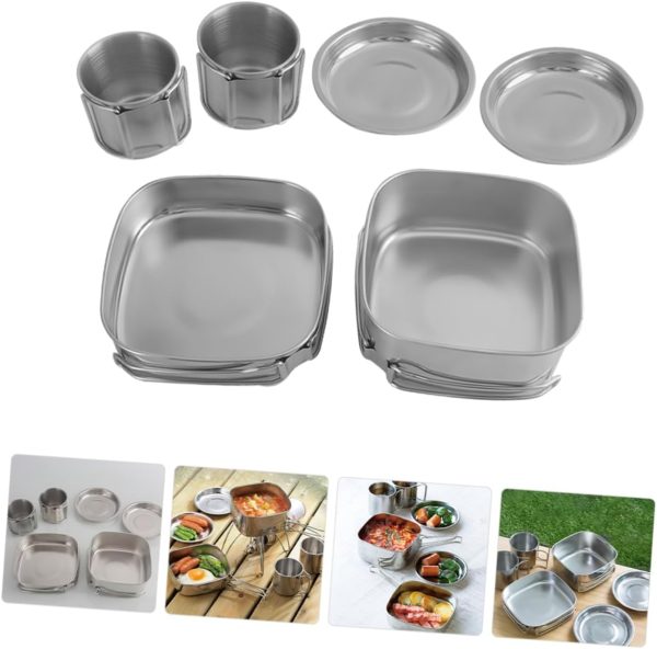 POPETPOP Travel Picnic Cookware Stainless Camping Cookware Non Kitchen - Image 3