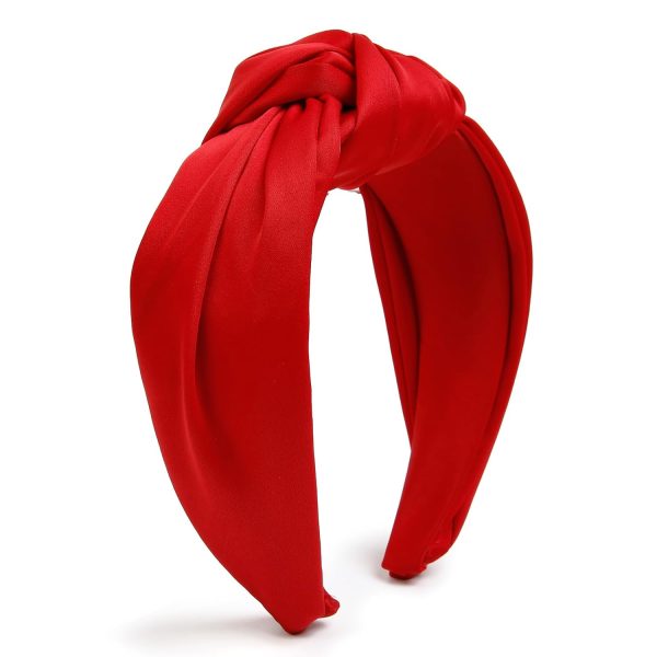 Knotted Headbands for Women Red Headband Non Slip Wide Thick Headband for - Image 2