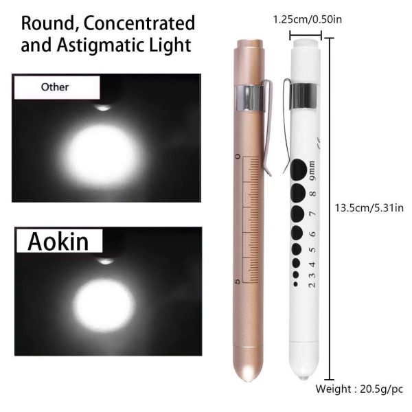 Aokin Pen Light with Pupil Gauge, Reusable LED Penlight Medical for Doctor - Image 5