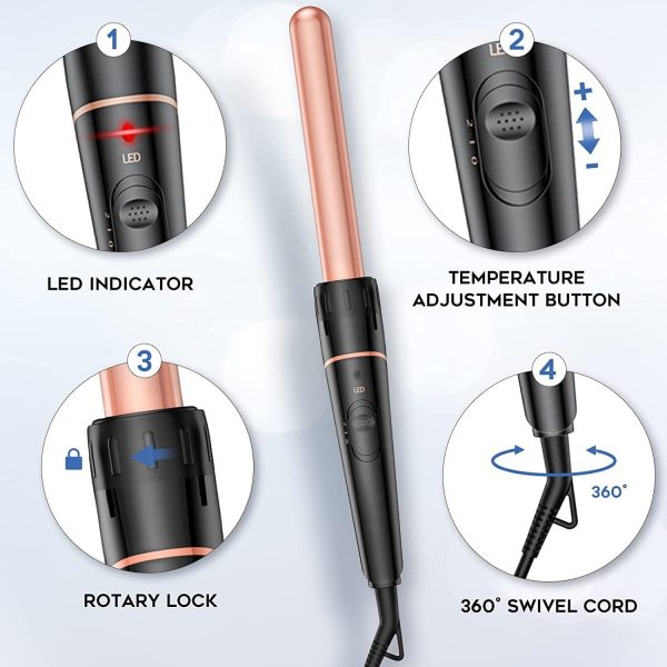 Long Barrel Curling Iron Wand Set, BESTOPE PRO 6 in 1 Curling Wand Set with - Image 3