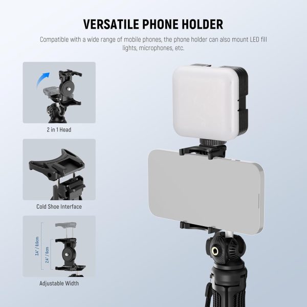 NEEWER TP38 Phone Camera Tripod, 15" Extendable Selfie Stick Metal Tripod - Image 4