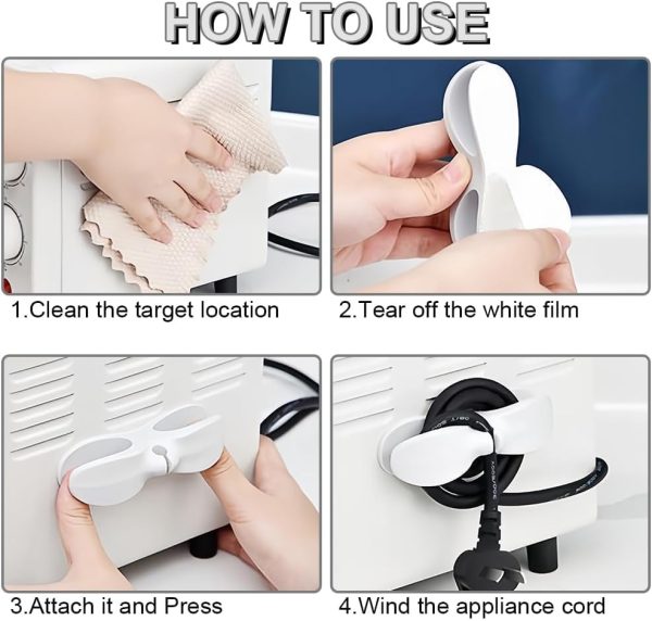 Cord Organizer for Kitchen Appliances - 4PCS Cord Winder Organizer Stick On - Image 2