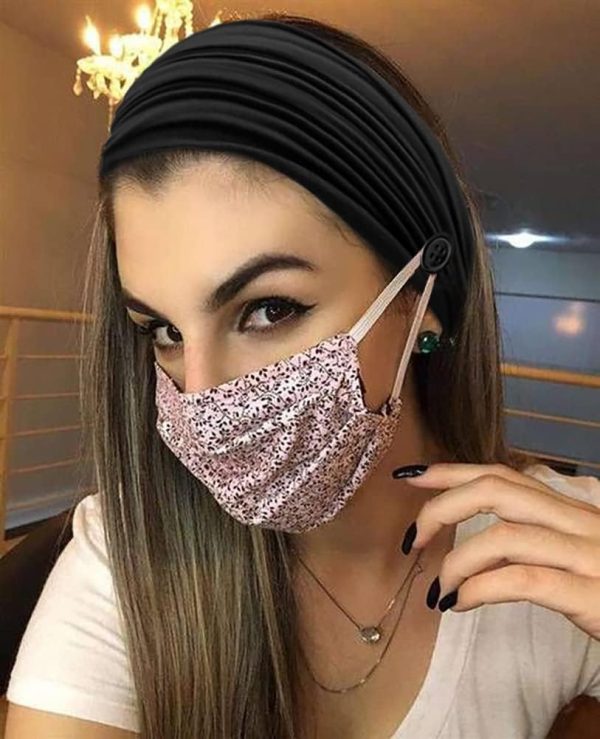 TERSE 2 Packs Headbands with Buttons for Mask Ear Savers 7’’ Extra Wide Non - Image 7