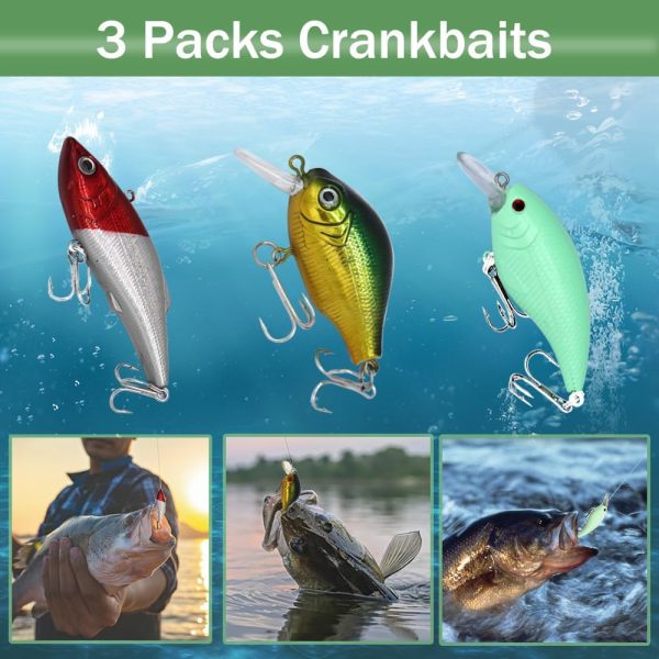 LASOCUHOO Fishing Lures Kit, Spoon Lures, Soft Plastic Worms, Frog Lures, - Image 3