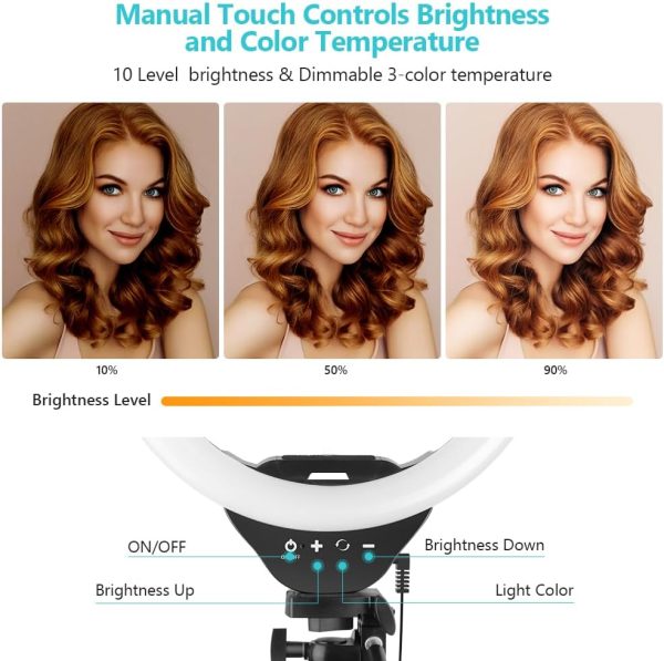 Sensyne 10'' Ring Light with 50'' Extendable Tripod Stand, LED Circle Light - Image 5