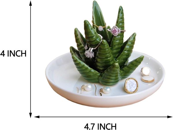 PUDDING CABIN Aloe Ring Holder,Cactus Ring Dish,Jewelry Holder Trinket Tray - Image 5