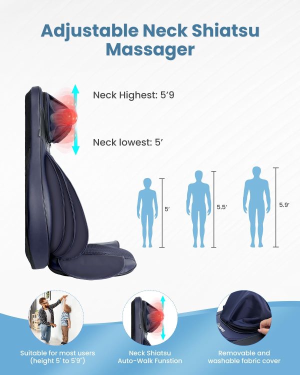 COMFIER Shiatsu Back Massager with Heat for Pain Relief Deep Tissue, - Image 5