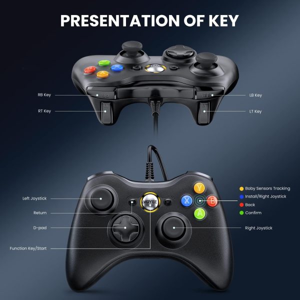 VOYEE PC Controller, Wired Controller Compatible with Microsoft Xbox 360 & - Image 5
