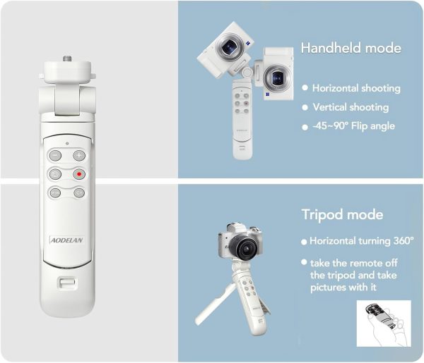 AODELAN Wireless Shooting Grip Tripod with Remote Control for Vlogging, for - Image 4
