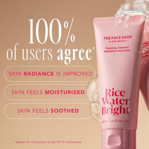 The Face Shop Rice Water Bright Foaming Facial Cleanser with Ceramide, - Image 5