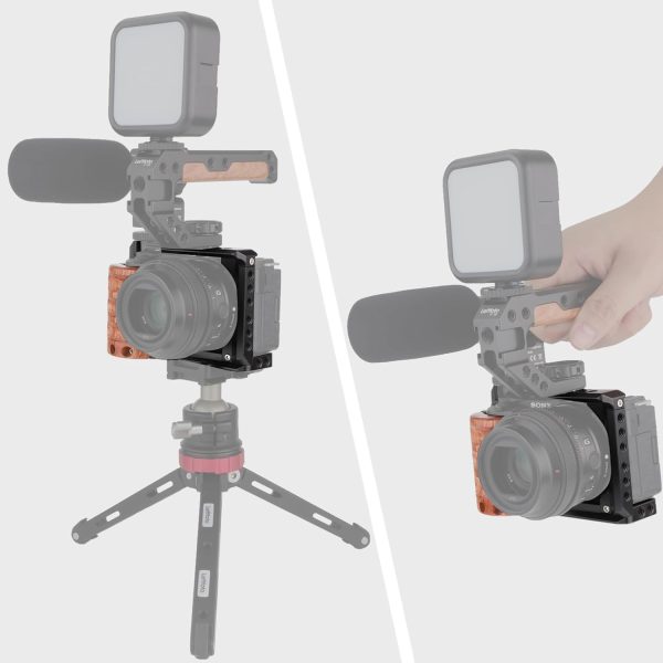 Leftfoto Upgrade Metal Cage with Wood Handle for Sony Alpha ZV-E10 Video - Image 7