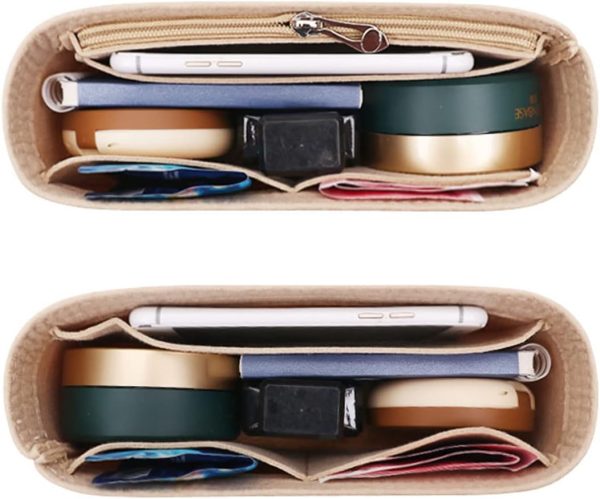 Lckaey purse organizer for baguette bag insert felt organizer 2090Beige-L - Image 7