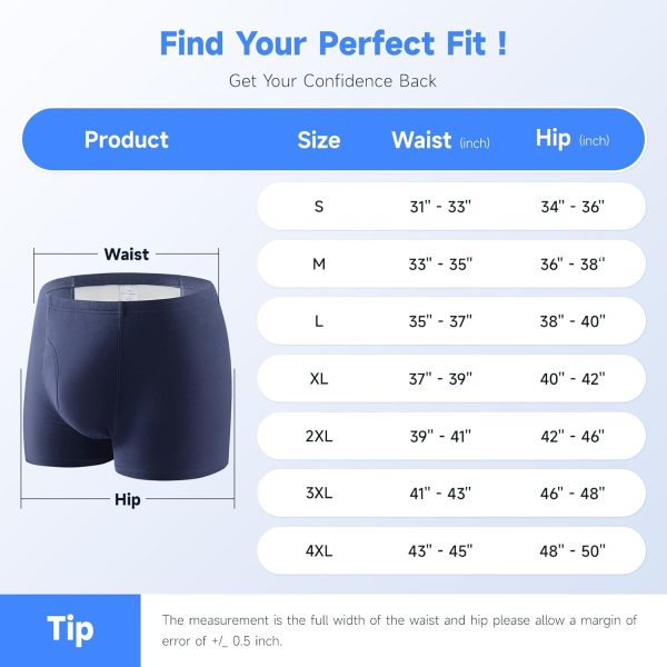 Incontinence Underwear for Men Washable Incontinence Boxer Briefs 3 PCS - Image 5